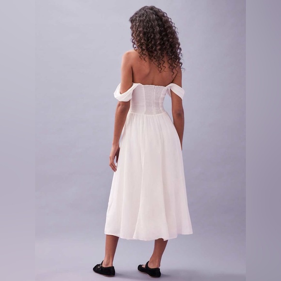 🕊️ REFORMATION Violet Dress. Off the Shoulder. Size US 12. Ivory. Good Condition - Picture 3 of 16